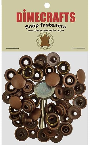 Dimecrafts Leather Line 24 (5/16 in, 7.9 mm) 15 Copper Snap Buttons with Tool