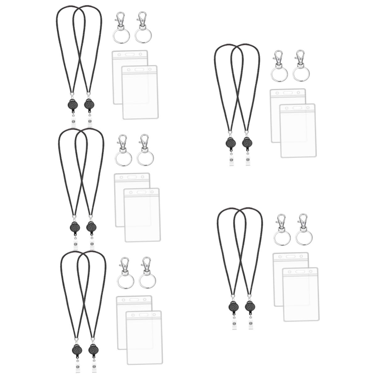 5sets Portacarte Cordino Retrattile e Protezione Antigraffio Tesserini Trasparenti Per Id Scuola e