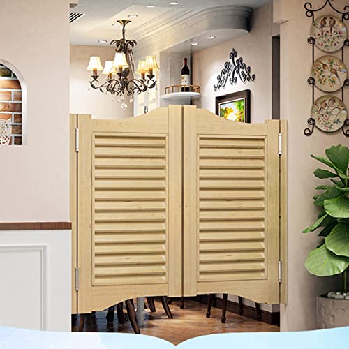 Louvered Café Interior Swing Solid Wood Door,Wooden Swinging Cowboy Door,Self Closing Double Action Swinging Door for Cafe Saloon Pub Doors Gate,Metal Hinges,Custom,B,W80xH90cm(31x35in)