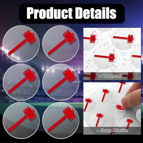 Noveread 200 Decals Sledgehammer Helmet Stickers - 1'' Vinyl Baseball Hockey Softball Lacrosse Football Helmet Stickers Self Adhesive (Red on Clear) - Thumbnail 4