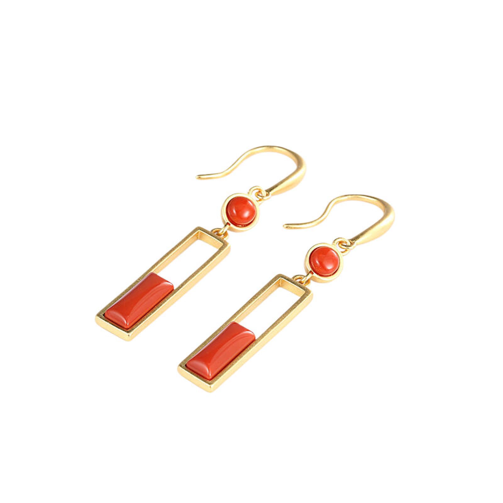 Boucles d'oreilles créoles en agate rouge et jade, le cadeau idéal pour femme et fille
