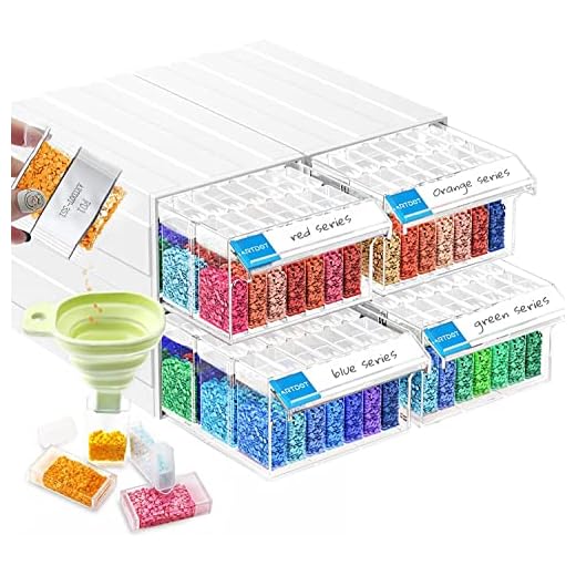 ARTDOT Diamond Painting Storage, 4 Pack Stackable Bead Organizer 140 Slots Individual Containers with Diamond Art Accessories and Tools for Beads Nail Pill Rhinestones Seed
