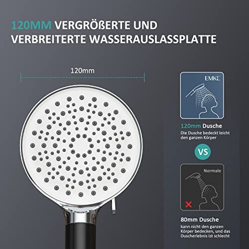 EMKE Soffione doccia a risparmio d'acqua con tubo