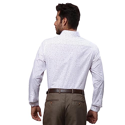 Image of Raymond Men's Pure Cotton Print Pattern Slim Fit Semi Cutaway Collar Full Sleeve Formal Shirt