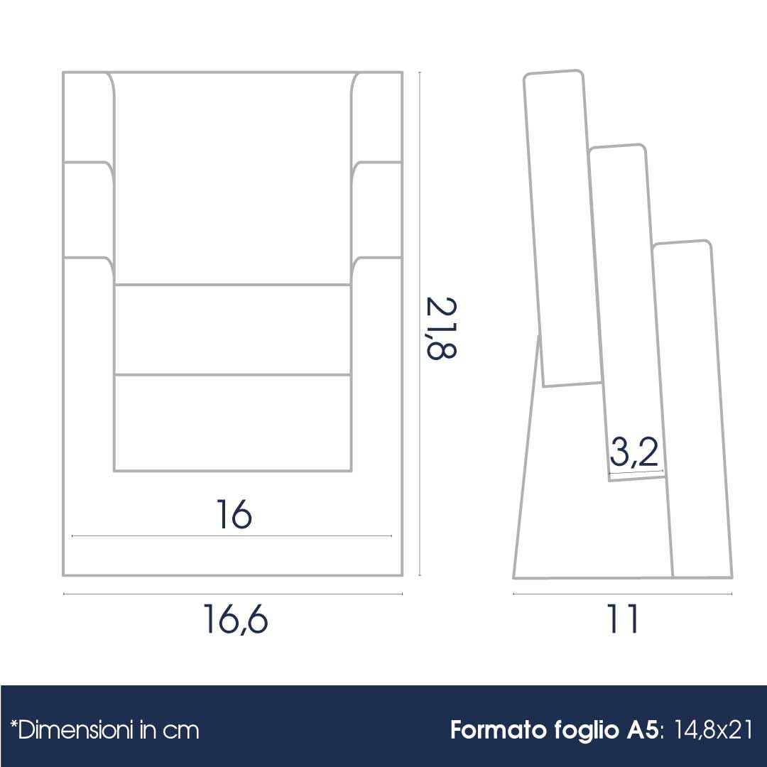 Danieli | Espositore Porta Depliant 3 posti A5 da Tavolo in Acrilico Trasparente - Espositore Brochure da tavolo - Espositore da banco Porta Volantini, Cartoline e Biglietti (5)