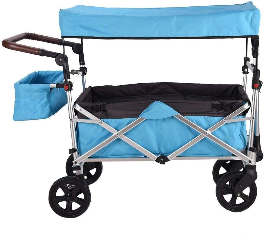 Carretilla Plegable de Gran Capacidad para Jardín Trolley Infantil con Sombra Portátil para Camping y Transporte en Jardín