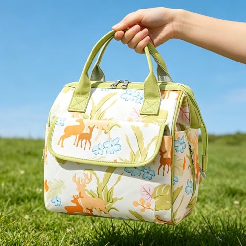 Mochila para mujer grande amarilla con múltiples compartimentos de moda 3