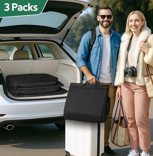 KEETDY 65" Long Garment Bags for Travel 4" Gusseted Dress Bag for Hanging Clothes Cover 3 Packs Clothing Protector for Closet Storage for Gowns, Coats, Black2