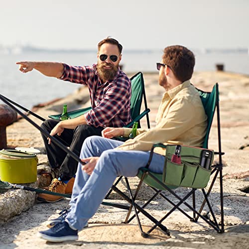 Keweis Armrest Chair Side Organizer For Outdoor Camping Beach Folding Home Armchair Hanging Canvas Storage Bag, Portable, Wear-Resistant, Waterproof Arm Chair Side Pouch With 4 Pockets Green #TOP3