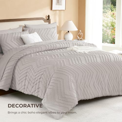 Image of Litanika Linen Queen Size Comforter Set with Sheets - 7 Pieces Bed in a Bag Queen Boho Tufted Complete Bedding Sets with Comforter, Sheets, Pillowcases & Shams