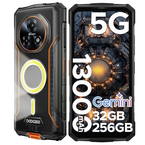 DOOGEE Fire 7 Pro Rugged Smartphone 5G,POC Intercom Function,Dual Camping Lights,32GB+256GB/2TB Rugged Phone,13000mAh/33W,6.6" HD+IPS,64MP+20MP Night Vision,IP68 Waterproof Phone,Face ID/OTG