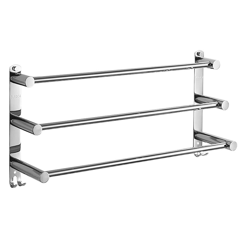 Porte-serviettes 304 inox sans perçage à 3 barres de 50cm pour organiser la salle de bain