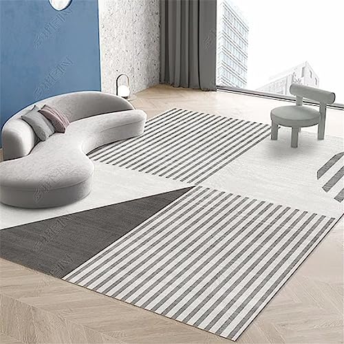Tapis fille chambre doux et grand format gris à motifs géométriques