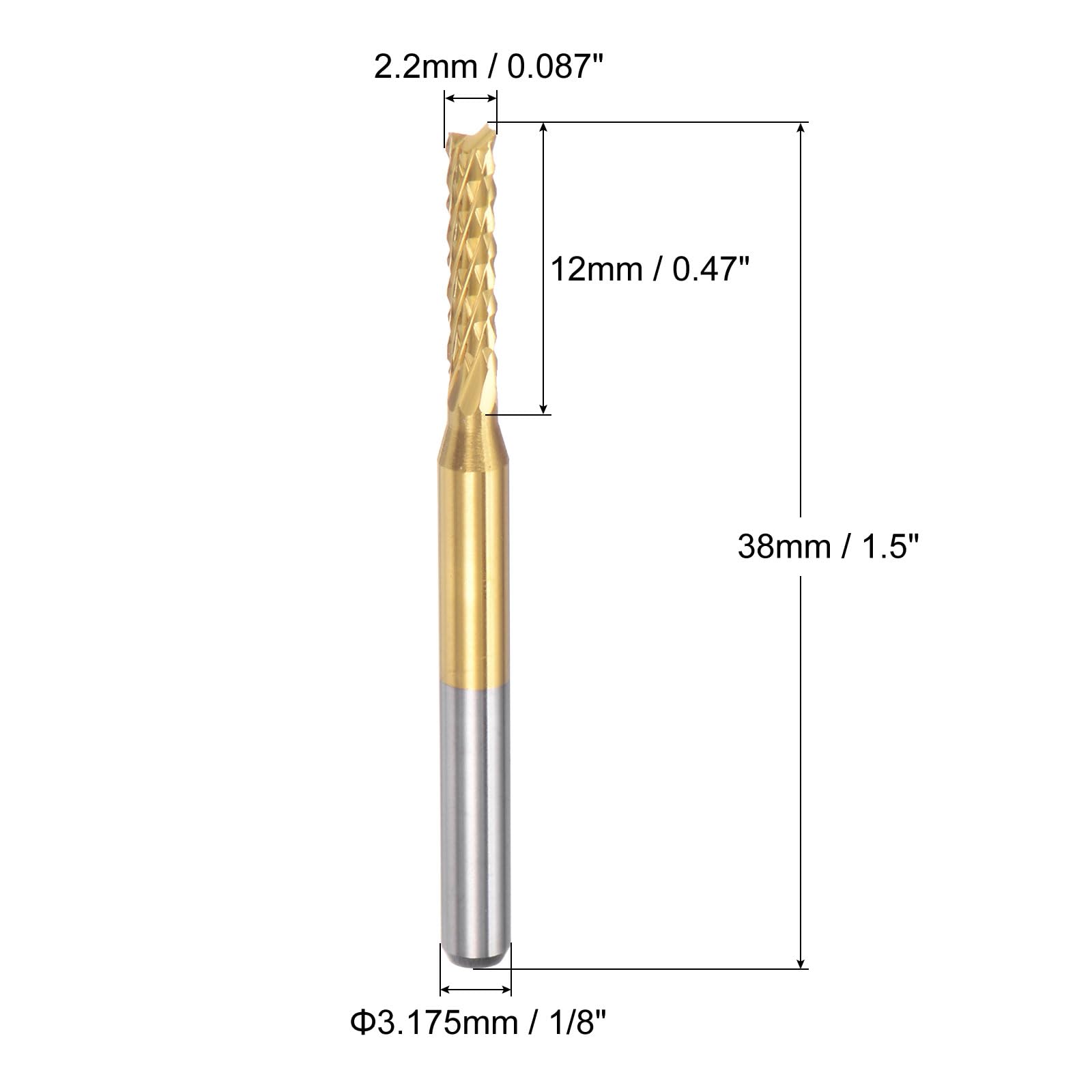 QUARKZMAN 10 Pièces 2.2mm Titane Manteau Carbure Fraise Gravure Fraise CNC Routeur Bits pour Machine à PCB, Tige 1/8"