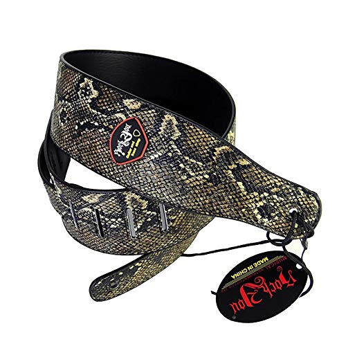 Art Attack Textured Snakeskin Snake Serpent Music Electric Acoustic Ukulele Bass Guitar Strap W/Pick Holder (Dark Brown) #TOP2