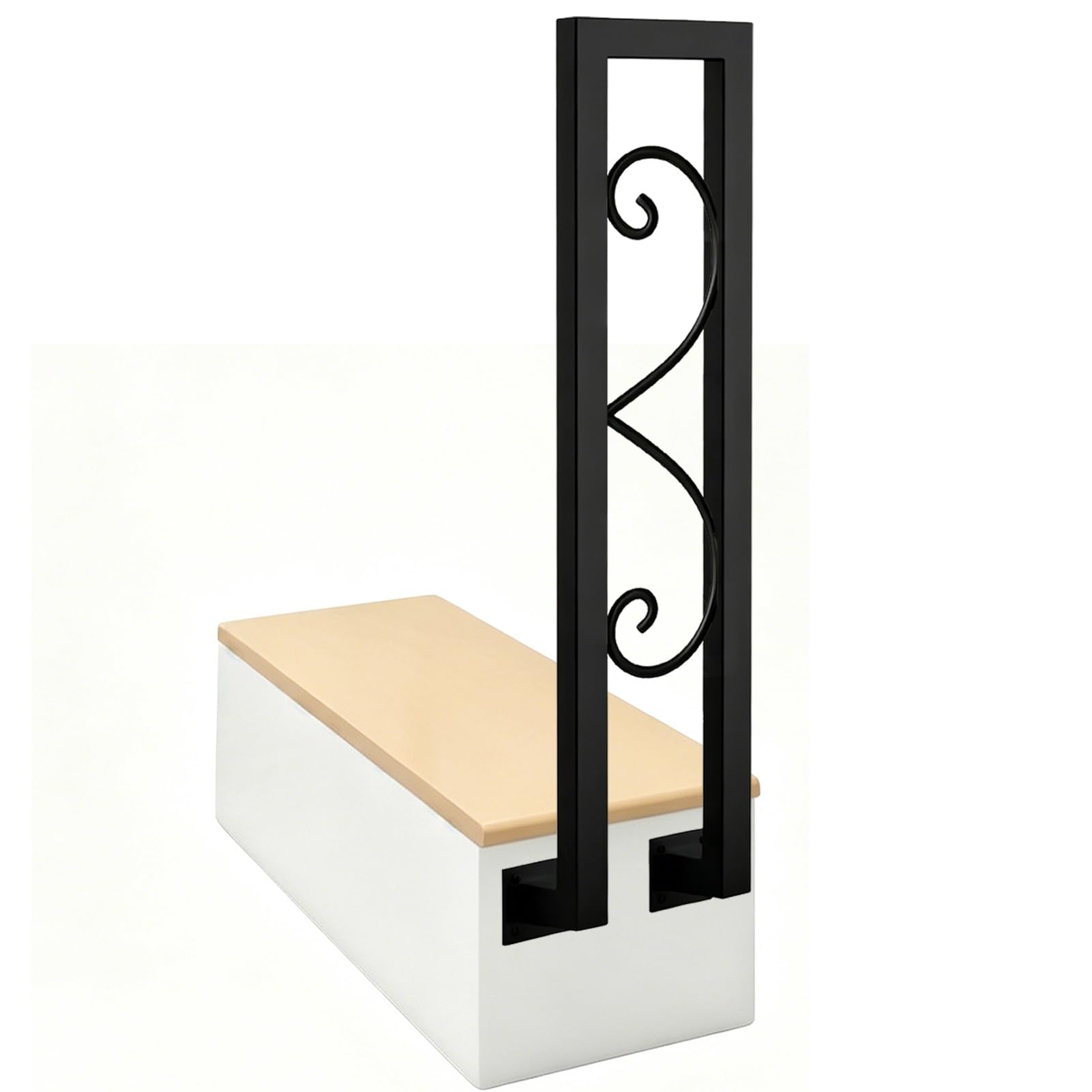 Marxan One Color Black Metal Stair Railing U-Shaped Handrail, Side Wall Mounted Wrought Iron Front Porch Hand Rail Support Rod For Loft Garden Terrace Balcony(55Cm/22In)