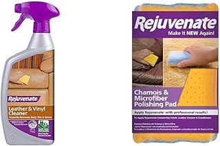 Rejuvenate Leather & Vinyl Cleaner All Leather and Vinyl Surfaces with No Greasy Residue 24oz (RJ24CL) & Chamois & Microfi...