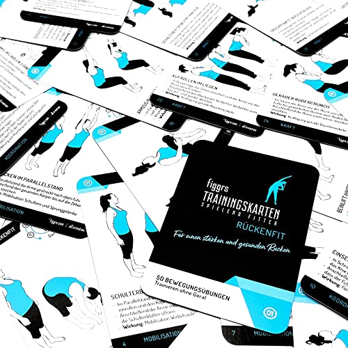 figgrs® Rückenfit - 57 Trainingskarten mit 50 Fitnessübungen für einen starken & gesunden Rücken I Rückentraining ohne Gerät I Rückenschule zuhause I Von Anfänger bis Profi