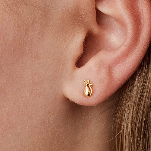 Image of PAVOI 14K Gold Plated 925 Sterling Silver Bar, Dot, Heart, Triangle, Star, Cat | Dainty Earrings for Women - Valentines Day Trendy Jewelry