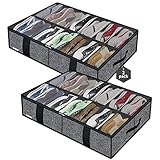 Friday Monkey Premium Large Under Bed Shoe Storage Organizers 2 Pack, Fit Total 28 Pairs, Sturdy Und