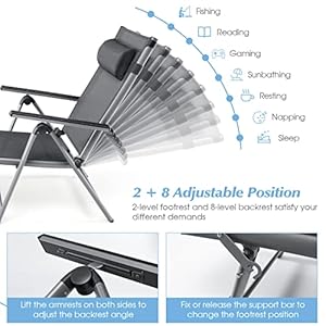   Giantex-Outdoor-Chaise-Lounge-Chair-Set-of-2-Folding-Lounge-Chair-w-8-Level-Adjustable-Backrests-Aluminum-Frame-Cozy-Headrest-Pillow-Patio-Recliner-for-Backyard-Poolside-Balcony-2-Gray