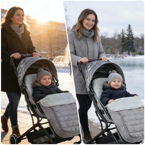 2-in-1 Baby Stroller Bunting Bag Removable Windproof Footmuff Toddler Warm Pushchair Seat Mat Cushion Outdoor Thicken Cushion Kids Warm Leg Protector Bag Stroller Liner - 3
