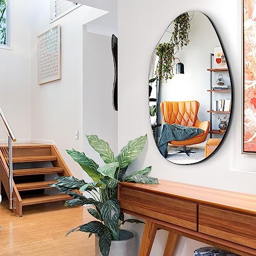 EVENLIVEAsymmetrical-MirrorIrregular-Wall-MirrorUnique-Vanity-MirrorModern-MirrorOrganic-Cool-MirrorAsymmetry-Shaped-Mirrorfor-entryway-Bedroom-Living-Room-Wall-DecorOval-335x-196