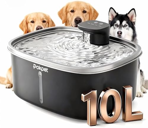 10L/2.64GAL Wireless Water Fountain for Cats Large Dogs for Multi...