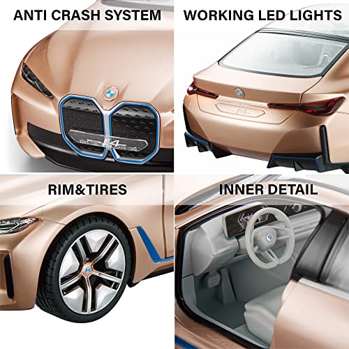 Image of Licensed 1:14 Scale I4 Remote Control Model Car, Super RC Sport Racing Car for Kids Boys Girls and Adults, Gifts, Open Doors and Working Lights, 2.4GHz, Golden