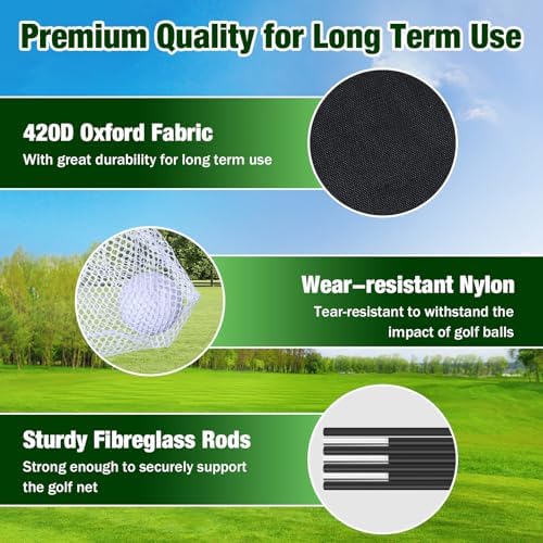 MoKo Golf Net with Practice Mat, 10 x 7 ft Golf Hitting Net for Outdoor Indoor Backyard Driving Chipping Swing Training, All-in-One Multi-Target Practice Nets, Gifts for Men Dad Him and Golfer - 2