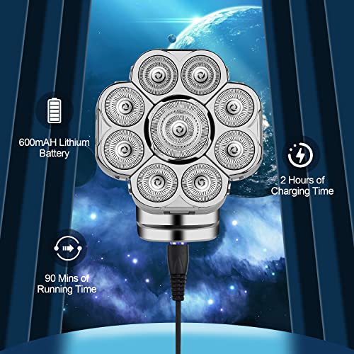 Hiena Pro Head Shavers For Bald Men, 9D 6-In-1 Bald Head Shavers For Men, Cordless Rechargeable Led Display Mens Head Razors For Bald, Ipx 7 Waterproof Wet Dry Rotary Travel Shaver, Usb Charge #TOP4