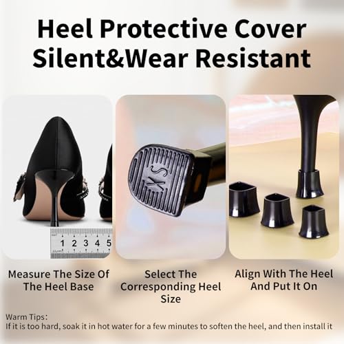 Image of Heel Caps for High Heels,Heel Covers for High Heel Shoes,4 Sizes (XX /XS /S /M) High Heel Protectors,Stiletto Heel Caps for Shoe Repair Grass Wedding Gravel Wetland Outdoor Activities(8 Pairs)
