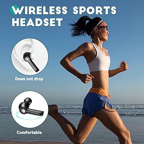 vinlley Wireless Earbuds, Bluetooth Headphones In Ear Running Earphones with Noise Cancelling Mic, Built-in Microphone, IPX7 Waterproof, Upgrade Wireless Headset for laptop/Sports/iPhone/Android