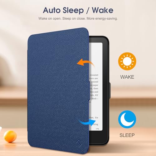 Image of Fintie Case for 7 inch All-New Kindle Paperwhite (12th Generation, 2024) and Kindle Colorsoft Signature Edition - Slim Lightweight Shell PU Leather Protective Cover with Auto Sleep /Wake, Navy
