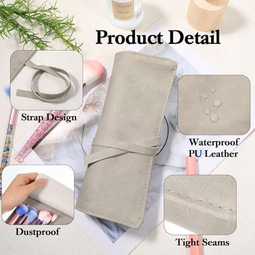 Makeup Brush Pouch Makeup Brush Roll Makeup Brush Organizer Makeup Brush Holder Travel Makeup Brush Bag Pouch Makeup Pouches for Women Cosmetic Brushes Makeup Brush Case Roll-Up Pu Leather2