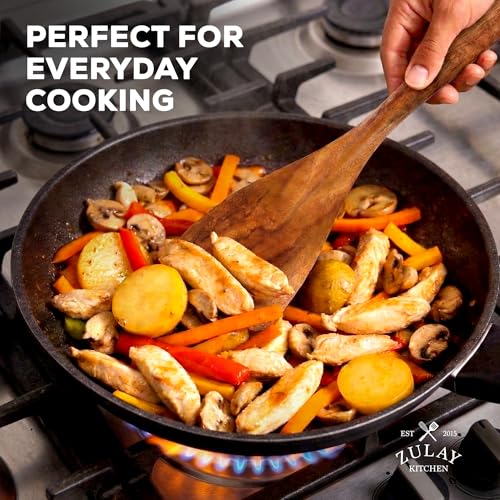 Image of Zulay Kitchen Premium 8-Piece Wooden Spoons - Smooth Finish, Natural Teak Wood, Non-Stick, Handmade