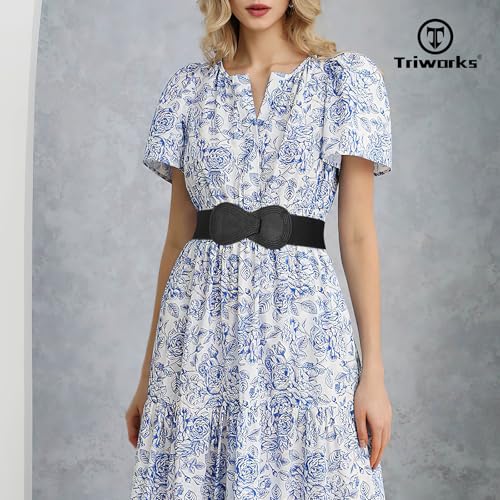 Women Wide Elastic Belt Ladies Stretchy Dress Belt Fashion 8-shaped Buckle Waist Belt2