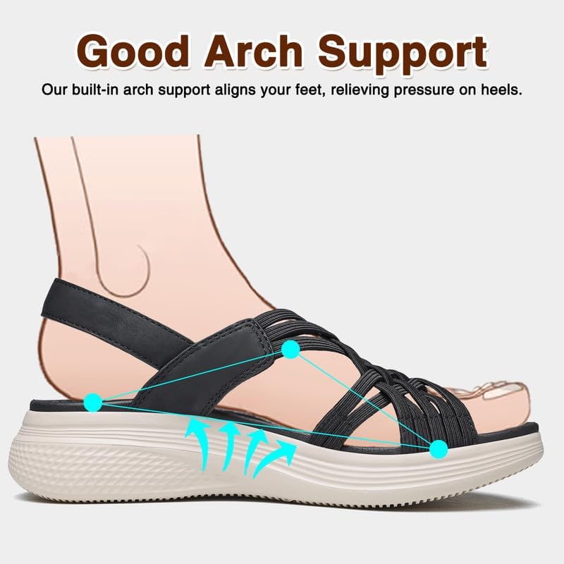 ziitop Women's Sandals Women Footwear Ladies Summer Sandals with Arch Support Comfortable Walking Beach shoes Flat Wedge for Dressy Vacation Travel Office Party Shopping Dating Nursing Water Sports image 2