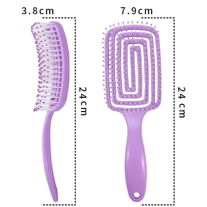 Image of XELYTON Detangling Hair Brush for Pain-Free Brushing on All Wet or Dry Hair Types, Fluffy High Skull Plant Fiber Pork Rib Comb Bristles, Wheat Straw Hair Brush Hollow Out Styling Comb (Oval + Rectangular)