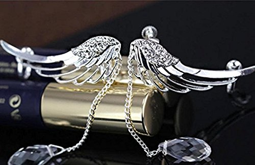 Top McKinleyAngel Fairy Wings Crystal Long Fringe Earrings Pierced Ears without Ear Clip