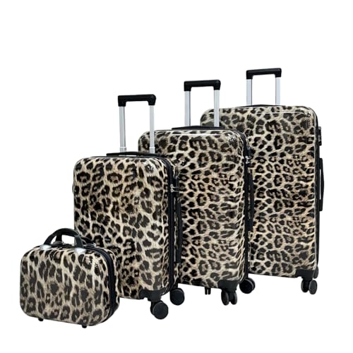 Leopard Print Pattern Luggage Set, 4 - Pieces Set with Sizes of 14 inches, 20 inches, 24 inches and 28 inches, Equipped with Silent Universal Wheels and Telescopic Trolley2
