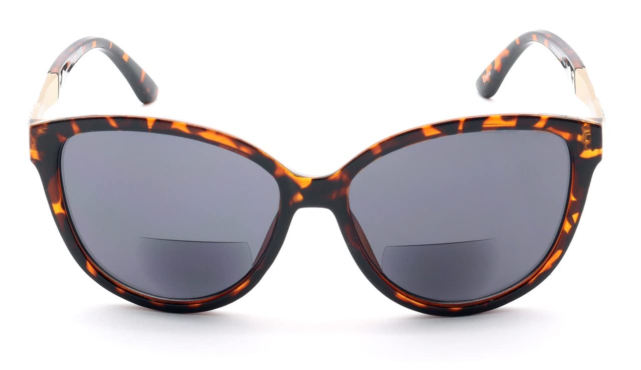 ZAVISH Bifocal Reading Sunglasses Womens Sun Readers UV400 Tinted Glasses Oversize Designer Demi Brown Frame Outdoor Lens & Case +2.25 - Image 4
