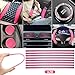 BBTO 43 Pcs Bling Car Accessories Set for Women Front Seats and Rear Bench Polyester Car Seat Protectors Wheel Cover Seat Floor Mats Full Crystal Automotive Interior Decor(Pink and Black)