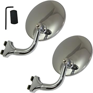 Pirate Mfg Street Rod 4 "مرآة PEEP العالمية من الفولاذ المقاوم للصدأ L أو R حافة باب Chrome Pair