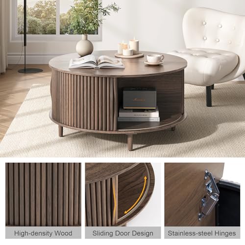 JOINICE Round Fluted Coffee Table