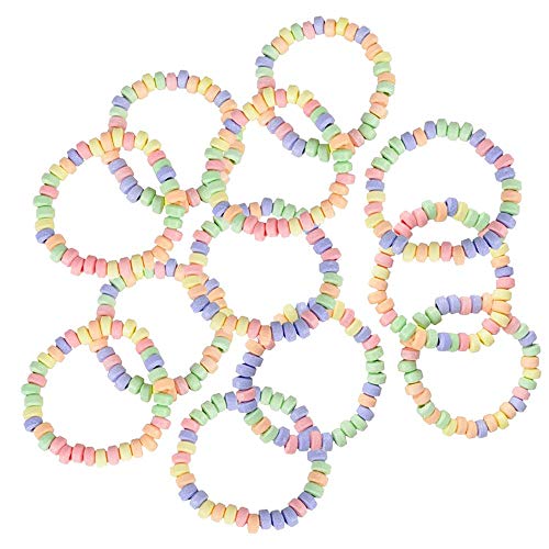 Kicko Stretchable Candy Necklace - Pack of 12 Colorful Fruit-flavored Chewables for Party Favors, Cake Decorations, Novelty Supplies or Treats for Halloween, Christmas, Baby Showers