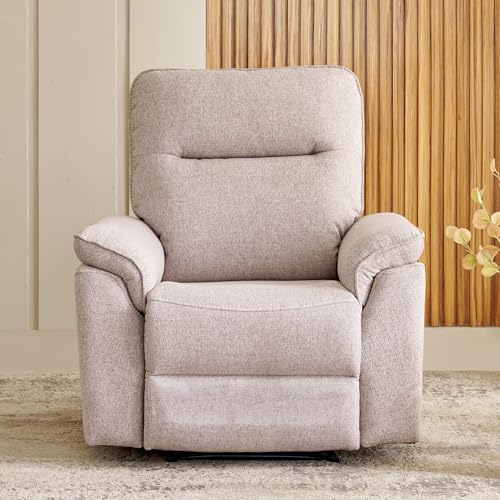 Image of Home Centre | Artise Fabric 1-Seater Electric Recliner | Recliner Sofa for Living Room | Solid Wood | Beige | 1 Year Warranty