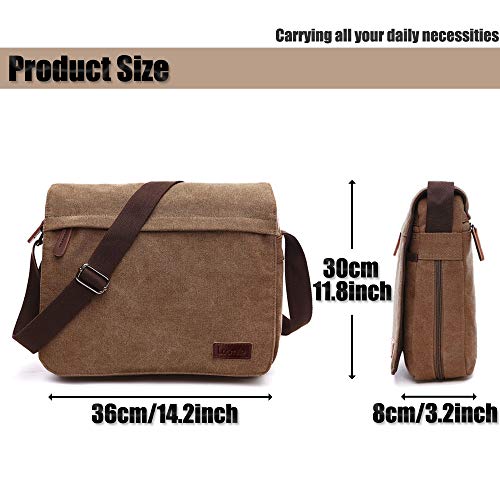 LOSMILE Schoudertassen voor heren, canvas schoudertassen, laptoptas, schooltas, voor school en werk, voor mannen en vrouwen. - Image 4