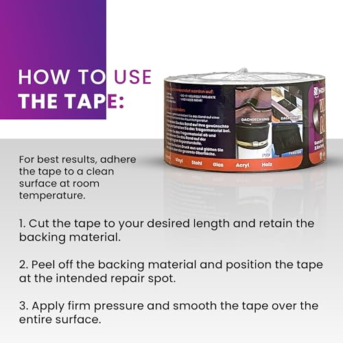HOMIK Extrem Starkes Wasserdichtes Klebeband für Außen & Innen | Dichtungsband 5cm x 2.5m | UV Beständig | Duct Tape | Selbstverschweißend | Schwarz