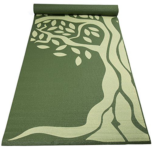 FIT SPIRIT Premium Printed Yoga Mat Green Tree 6mm